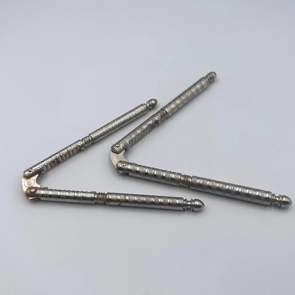 HMQ Metal Hand-Held Nut Cracker 5in Silver Tone Set of 2 Vintage 1940's & 50's